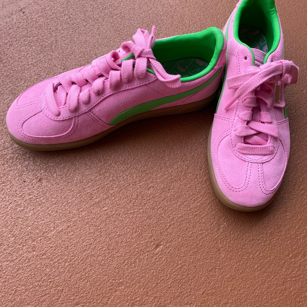 Puma Palermo Pink and Green Women’s Sneaker Size 8.5